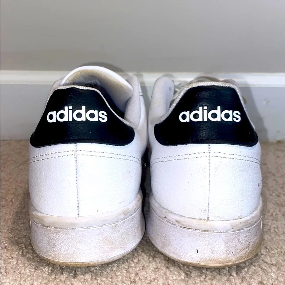 Adidas White Leather Black 3 Stripe Cloud Form Sneakers Men's size 13